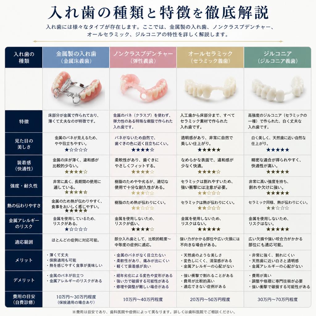 入れ歯の種類とその特徴