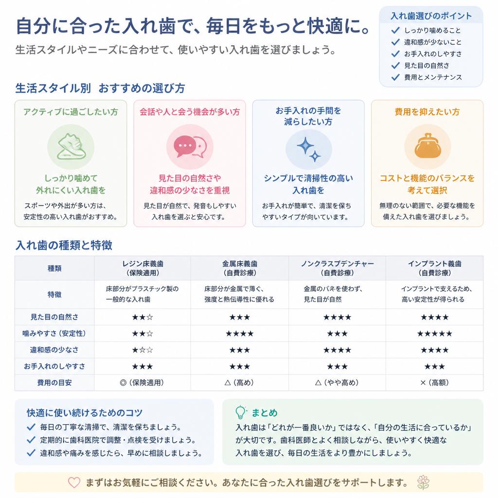 生活スタイルに合った入れ歯の選び方